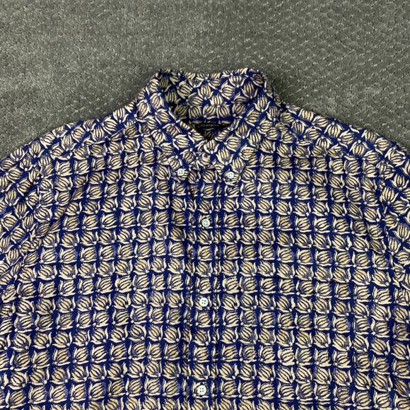 J. McLaughlin Button Down Shirt Mens Large All Over Print Floral banana Tropical - Picture 3 of 14